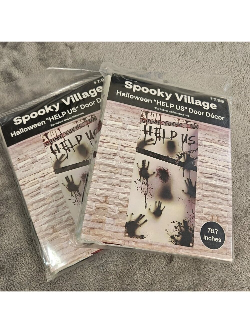 Halloween Door Decor Curtain Bloody Handprints 78" Horror Lot of 2 Haunted House